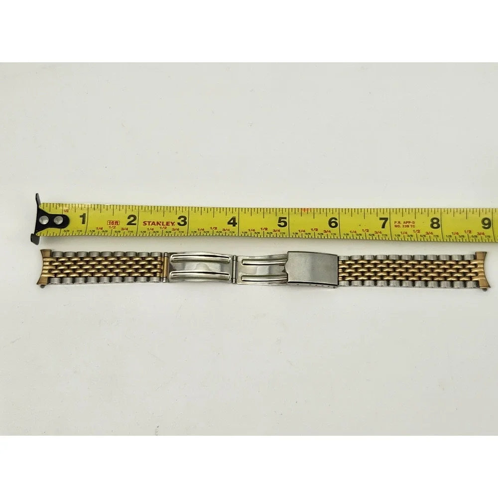 Vtg Spidel Beads of Rice Two Tone 10k RGP Stainless Steel Watch Bracelet 19 mm